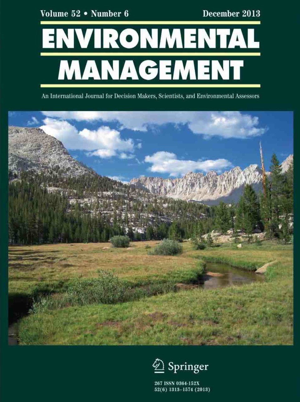 Journal cover for Environmental Management December 2013